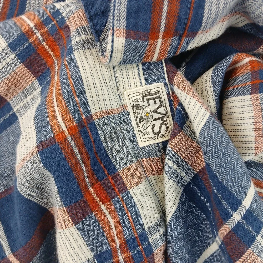 Levis XXL‎ Mens Shirt Lightweight Flannel Western Cowboy Pearl 23x28 Plaid